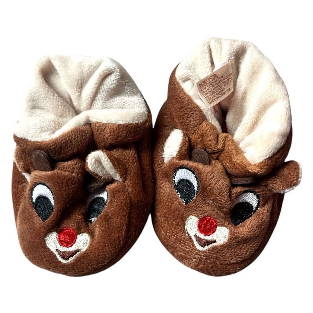Rudolph The Red Nose Reindeer Infant Baby Unisex Slippers Booties Crib Shoes